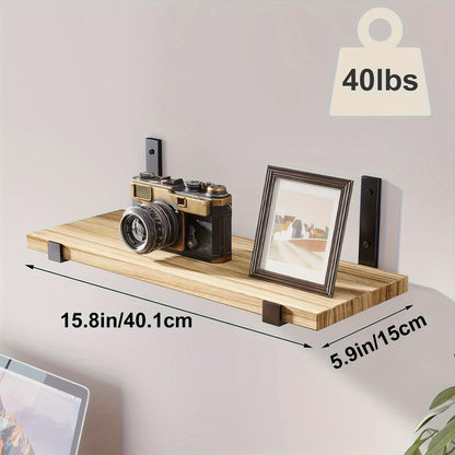 10 Pack Rustic Wood Floating Shelves for Wall Decor, 15.8*5.9 In, Multi-Functional Book Shelves for Bedroom, Kitchen, Bathroom, Living Room, Ideal for Small Plants, Trophies, Collectibles, Books, Photos