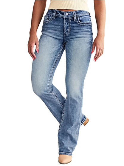 Classic Comfort Fit Bootcut Jeans for Women - Soft, Versatile, and Relaxed Denim Pants with Five-Pocket Design, Casual Style, and Stretchy Fabric for Everyday Wear