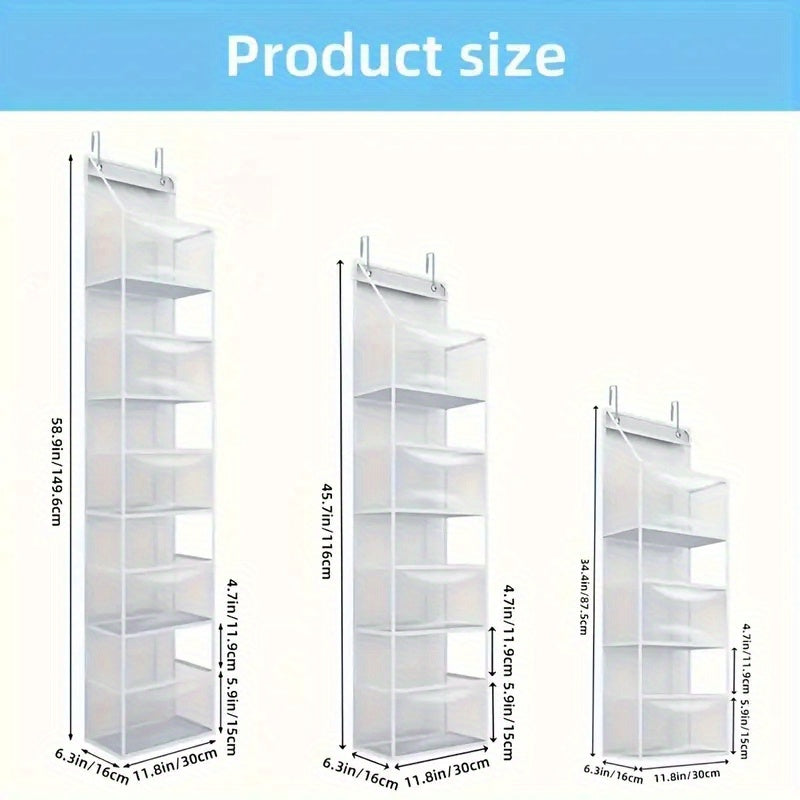 4/6-Tier Over-the-Door Hanging Storage Organizer - Space-Saving, Transparent Window, Wall-Mounted Pocket Shelf for Cosmetics, Toys, Sundries, Bedroom, Bathroom, Office, Closet Organization