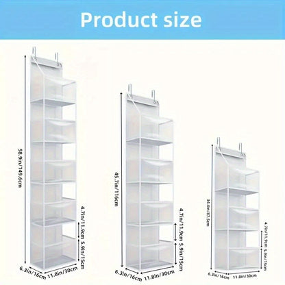 4/6-Tier Over-the-Door Hanging Storage Organizer - Space-Saving, Transparent Window, Wall-Mounted Pocket Shelf for Cosmetics, Toys, Sundries, Bedroom, Bathroom, Office, Closet Organization