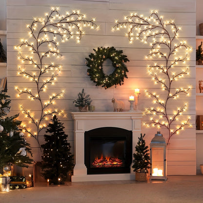 96-LED Flexible Willow Vine Lights - White Birch Style - 8 Mode Rattan Tree Decor