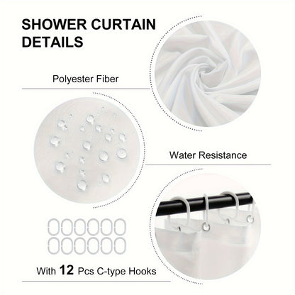 1/4pcs Deluxe White Daisy Pattern Shower Curtain Set