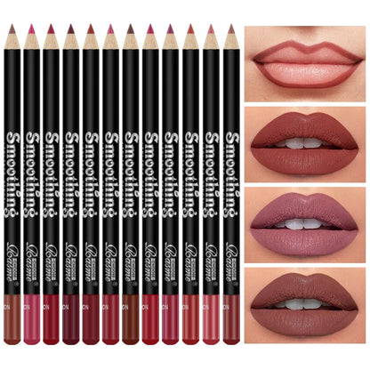 12 pcs Long-Lasting Lip Liner Pencil and Matte Lip Gloss for Women