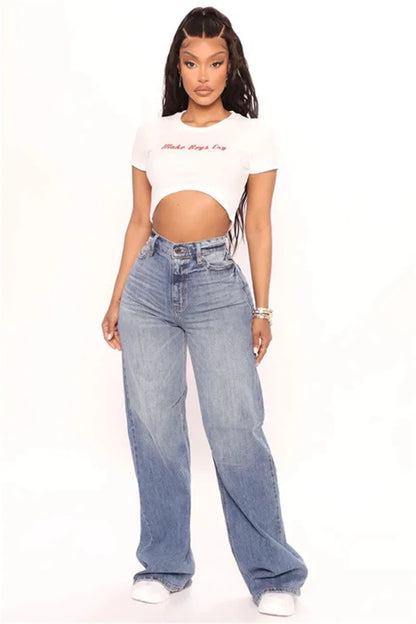 ANGELHAOHAOYA High Waist Baggy Jeans For Women