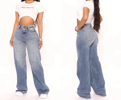 ANGELHAOHAOYA High Waist Baggy Jeans For Women