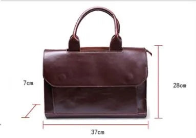 14 inch PU Leather Laptop Business Shoulder Briefcase Career Bag