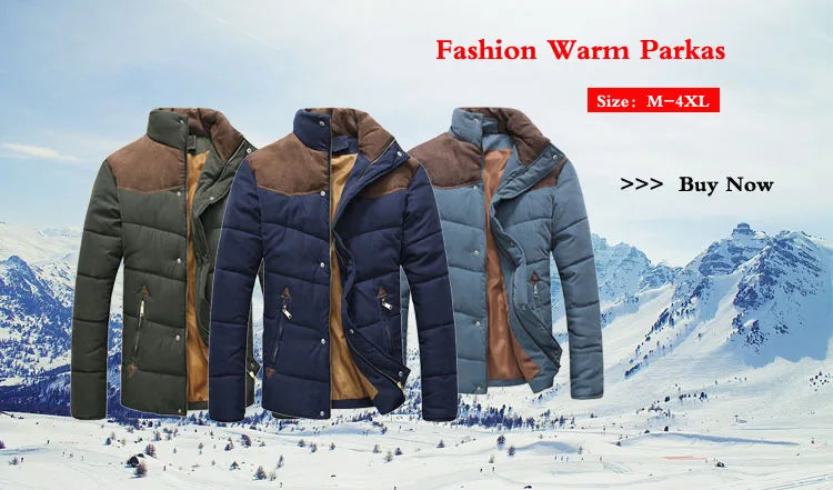 DIMUSI Cotton Thermal Thick Parkas Casual Outwear for Men