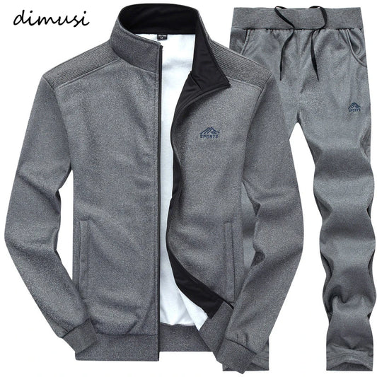 DIMUSI Casual Leisure 2 Piece Jacket +Sweatpants for Mens Tracksuit Fitness Set