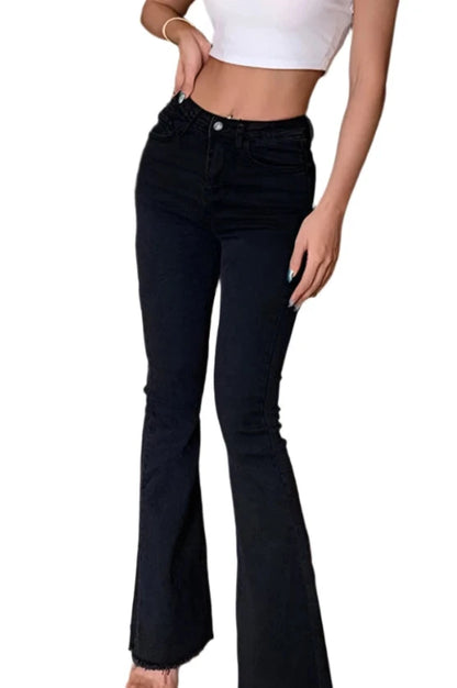 Y2K Vintage Slim High Waist Bell Bottom Denim Blue Jeans