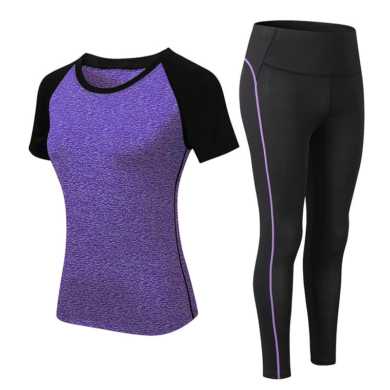 Yuerlian Sportswear Leggings+Gym Top Fitness Set for Women