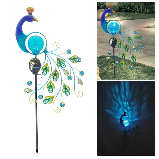 Lawn &Garden Decor Peacock Solar Light Lawn Lamp Vintage Solar Powered Peacock Shape Greensward Lamp for Garden Christmas Decoration New