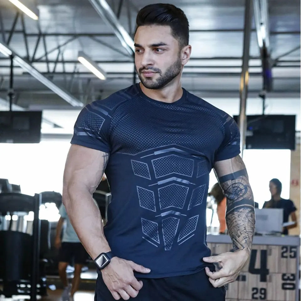 Mens Activewear Fitness Quick Dry Breathable Short Sleeve Shirt