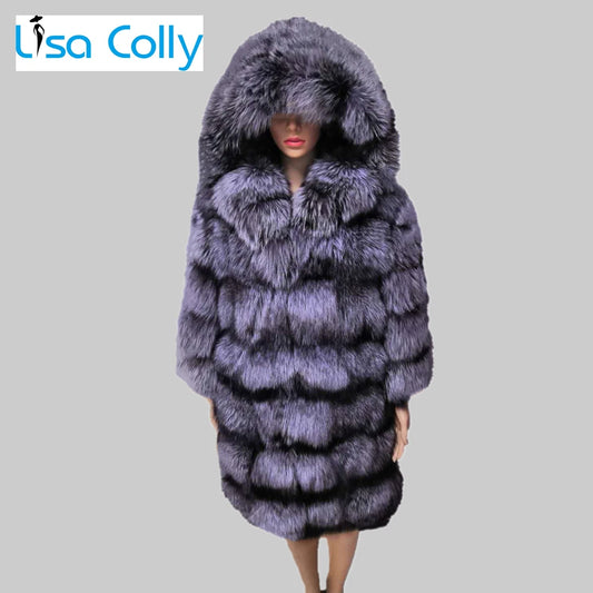 Lisa Colly Faux Fur Overcoat Silver Faux Fox Fur Coat Long Sleeve Faux Fur Coat With Hooded