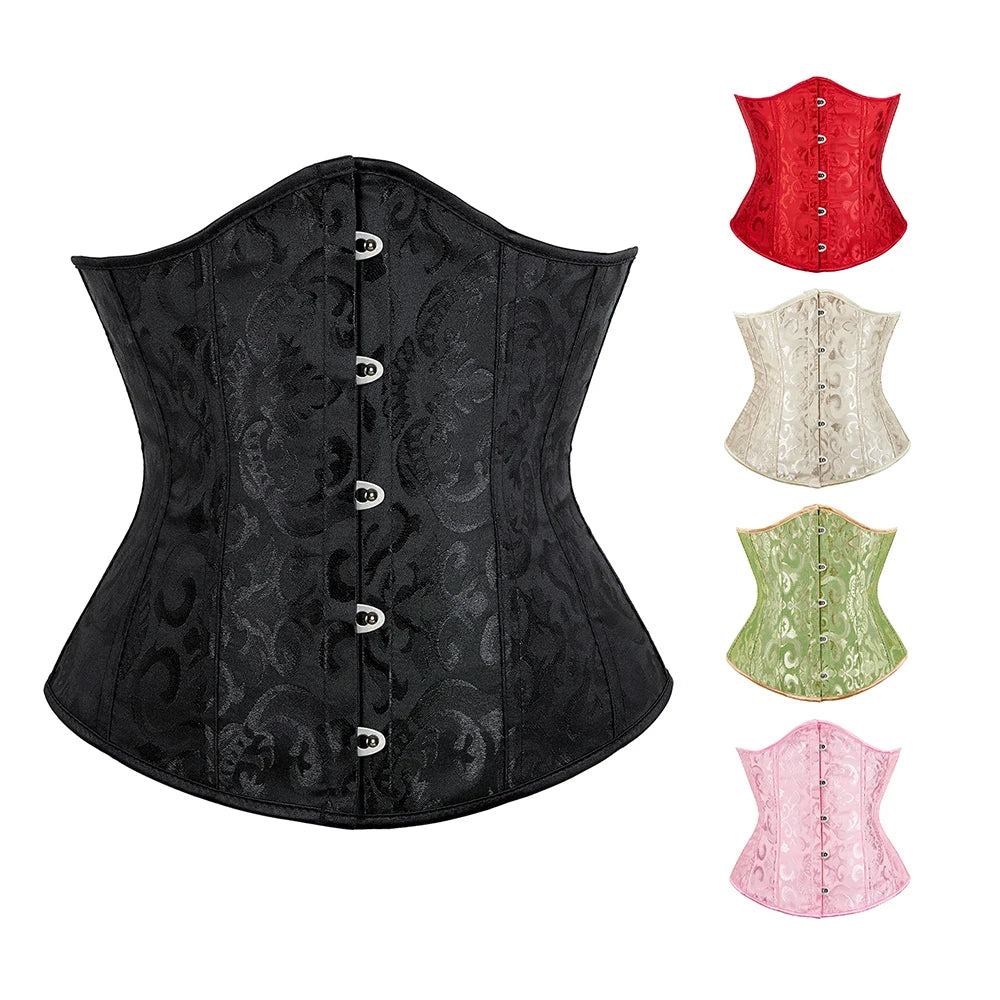 Corsenaan Jacquard Underbust Corset Plastic Bones Korset Basques Shaper Elegant Waist Bustier Top