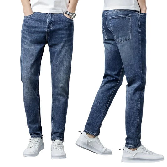 Casual Relaxed Fashion Stretchy Denim Blue Jeans for Men