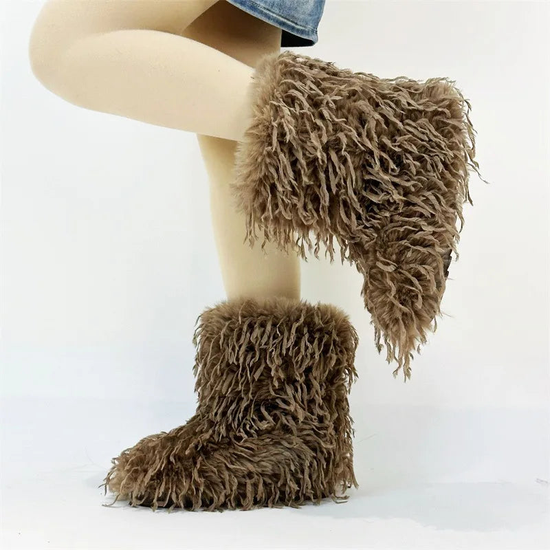 HSFur Feather Fur Snow Boot Warm Soft Plush Inside