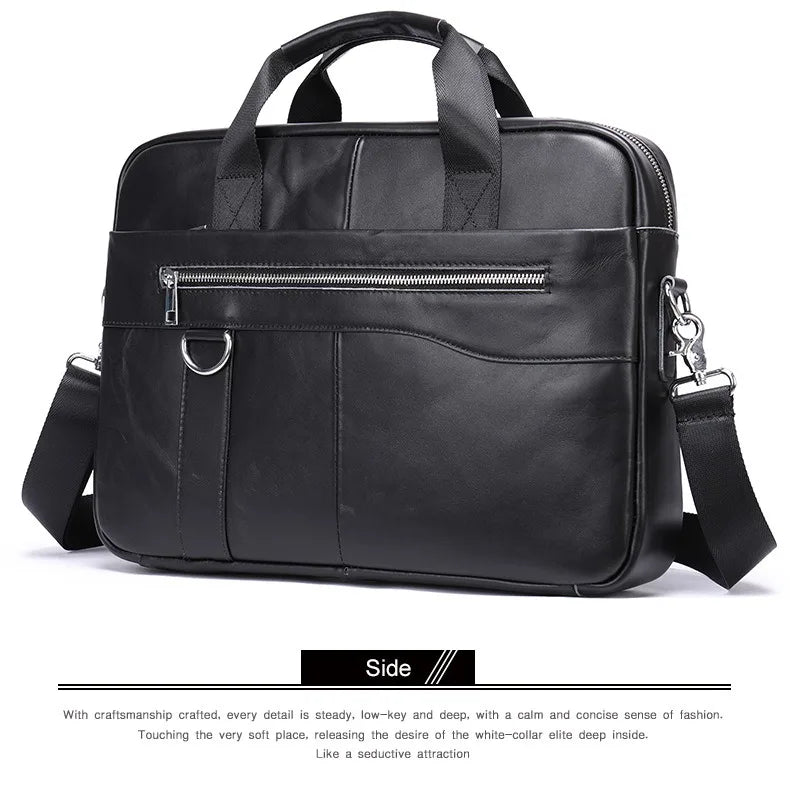 Genuine Leather First Layer Briefcase Business Career Bag