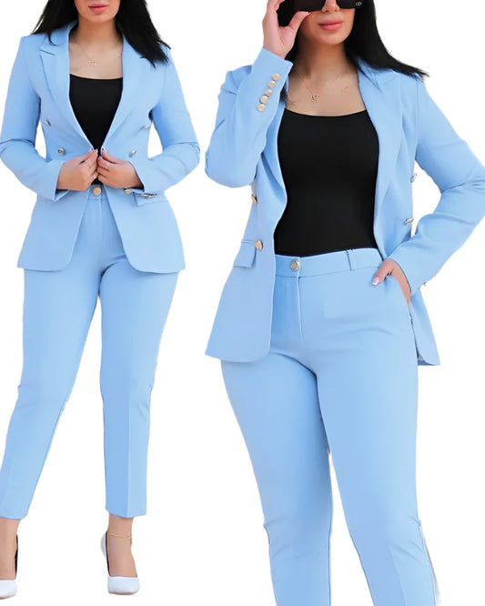 Casual Long Sleeve Two Piece Jacket & Pants Set