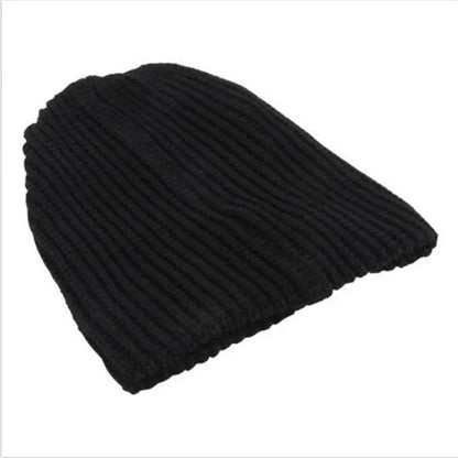 Solid Woolen Thickened Knit Beanie