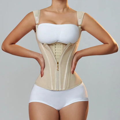 Row Buckle and Zipper Corset Waist Trainer Body Shaper For Women