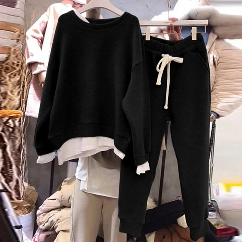 Casual Fashion Oversized Sweatshirt And Pants Two Piece Sets Outfits for Women