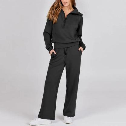 SANWOOD Oversized Loose Sweatshirt and Wide Leg Pants Matching Lounge Set