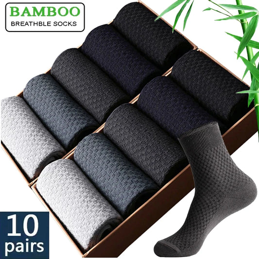10 Pairs/Lot Men's Bamboo Fiber Crew Socks