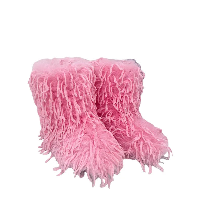 HSFur Feather Fur Snow Boot Warm Soft Plush Inside