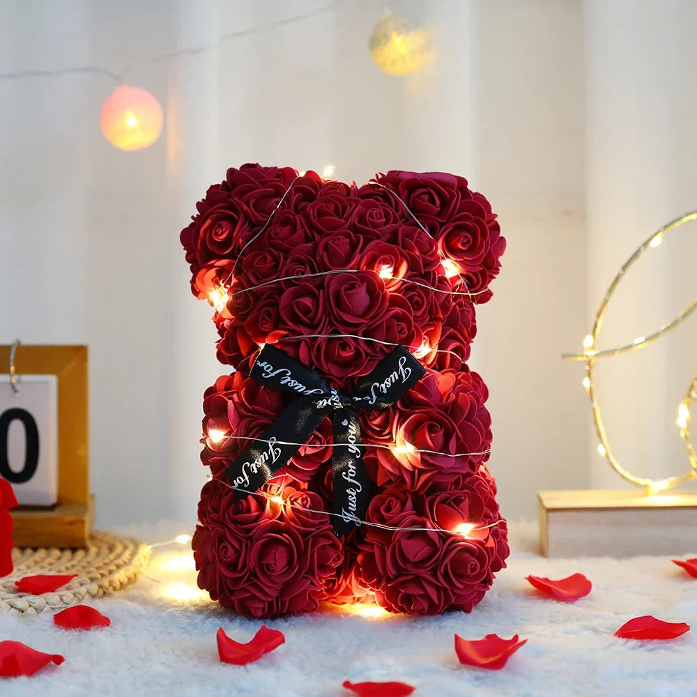 Beautiful Valentines Rose Bear with Lights for someone special