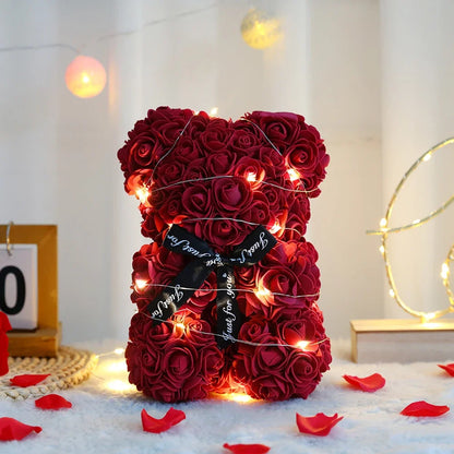 Beautiful Valentines Rose Bear with Lights for someone special