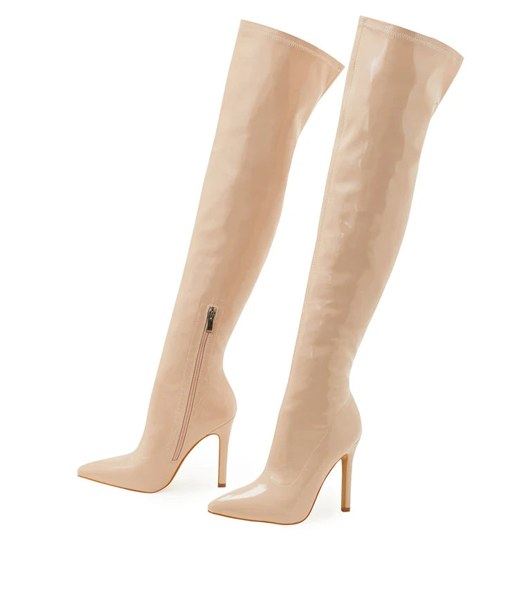 Eilyken Stiletto High Heels Over-the-Knee Boots Pointed Toe Boots