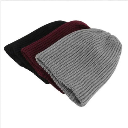 Solid Woolen Thickened Knit Beanie