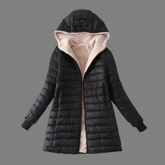 DQ Mid Length Padded Hooded Cotton Fleece Puffy Bubble Coat