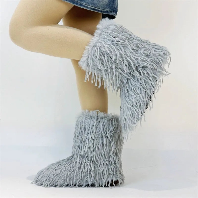 HSFur Feather Fur Snow Boot Warm Soft Plush Inside