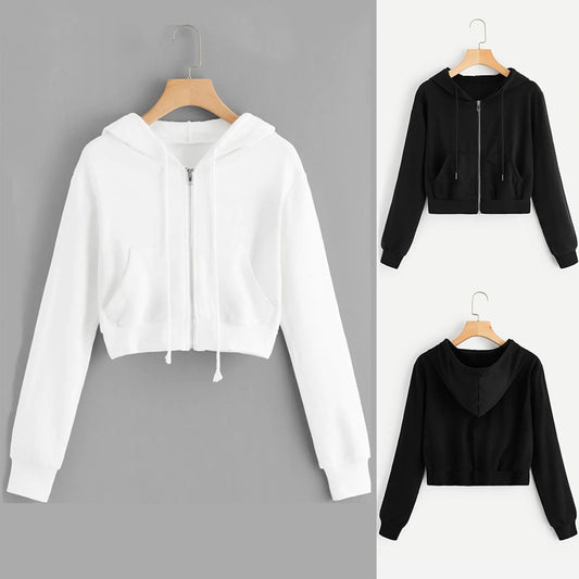 KANCOOLD Cropped Zip Up Hoodie for Women