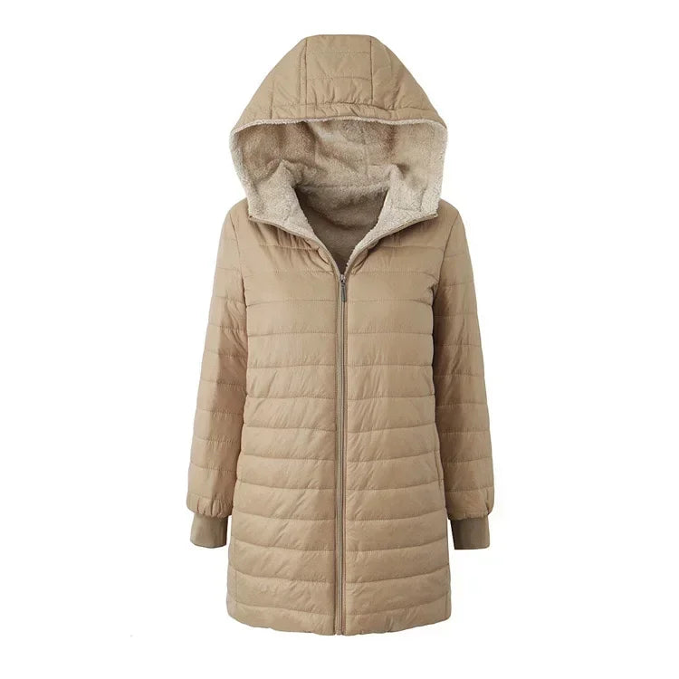 DQ Mid Length Padded Hooded Cotton Fleece Puffy Bubble Coat