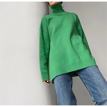 Casual Comfy Loose Fitting Turtleneck Sweaters for Women