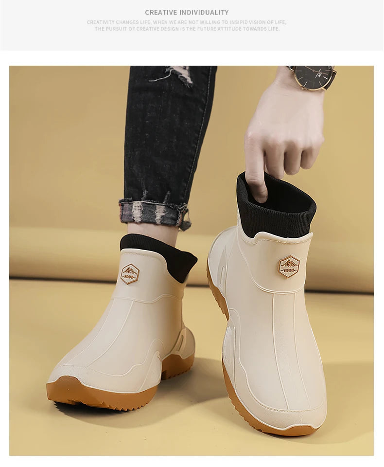 Mens Fashion Rubber Shoes Rainboots