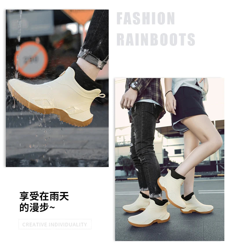 Mens Fashion Rubber Shoes Rainboots