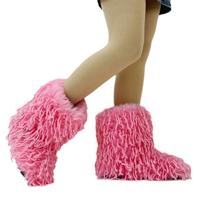 HSFur Feather Fur Snow Boot Warm Soft Plush Inside