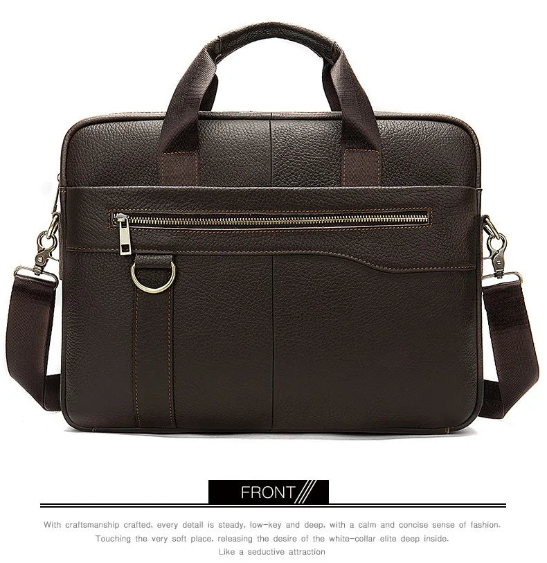 Genuine Leather First Layer Briefcase Business Career Bag