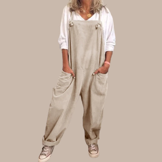 Solid Color Women Loose Knot Tie Cotton Linen Jumpsuit Sleeveless Italian Overalls Jumpsuits Body Vintage Pants