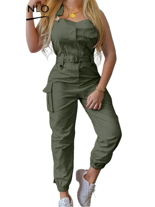 ZISENLO Chic & Elegant Sleeveless Jumpsuits Solid Color Casual