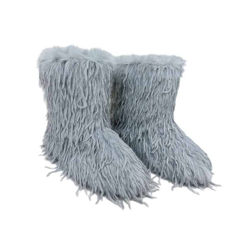 HSFur Feather Fur Snow Boot Warm Soft Plush Inside