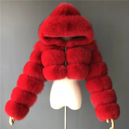 Assorted Colors High Fashion High Quality Furry Cropped Faux Fur Coats and Jackets Women