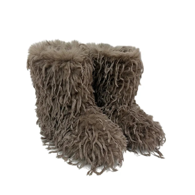 HSFur Feather Fur Snow Boot Warm Soft Plush Inside