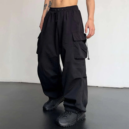 JAYCOSIN Cargo Pants for Men Casual Vintage Baggy Wide Leg Straight Trousers Jogger Big Pockets Oversize Overalls Sweatpants