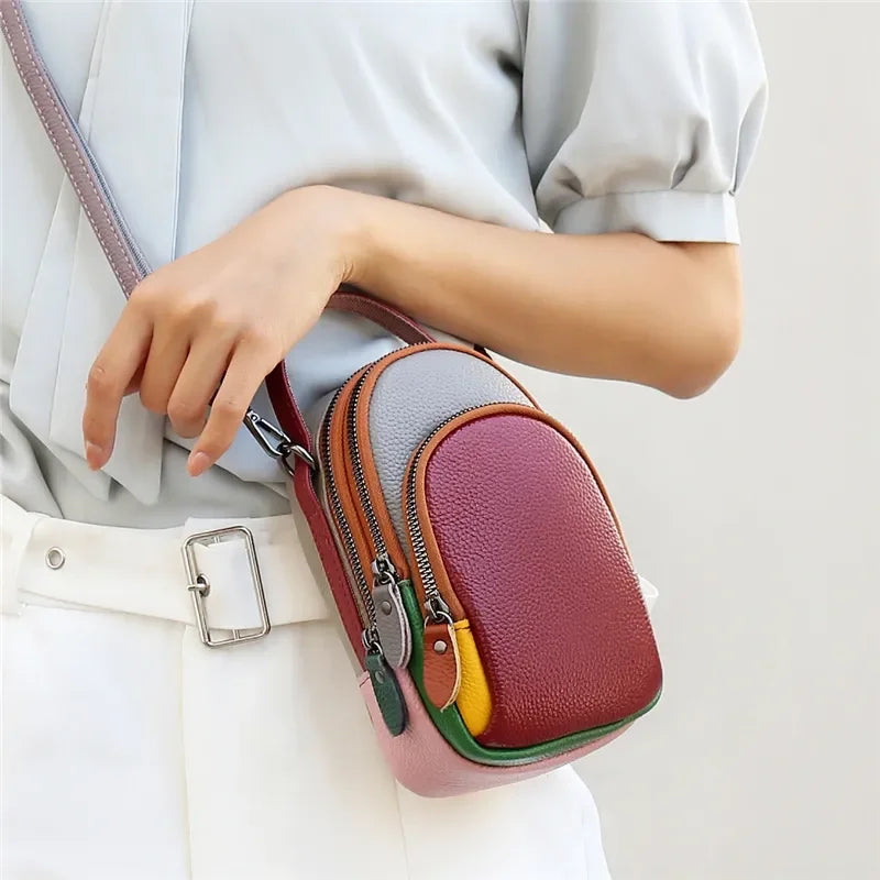 100% Genuine Leather Women Handbag Designer Mini Mobile phone bags and wallets Fashion Shoulder Bag Fashion Female Messenger Sac