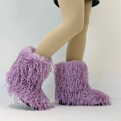 HSFur Feather Fur Snow Boot Warm Soft Plush Inside