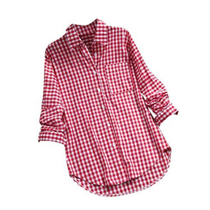 SANWOOD Plaid Cotton Blend Long Sleeves Roll Up Shirts